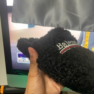 Balenciaga Black Textured Slippers